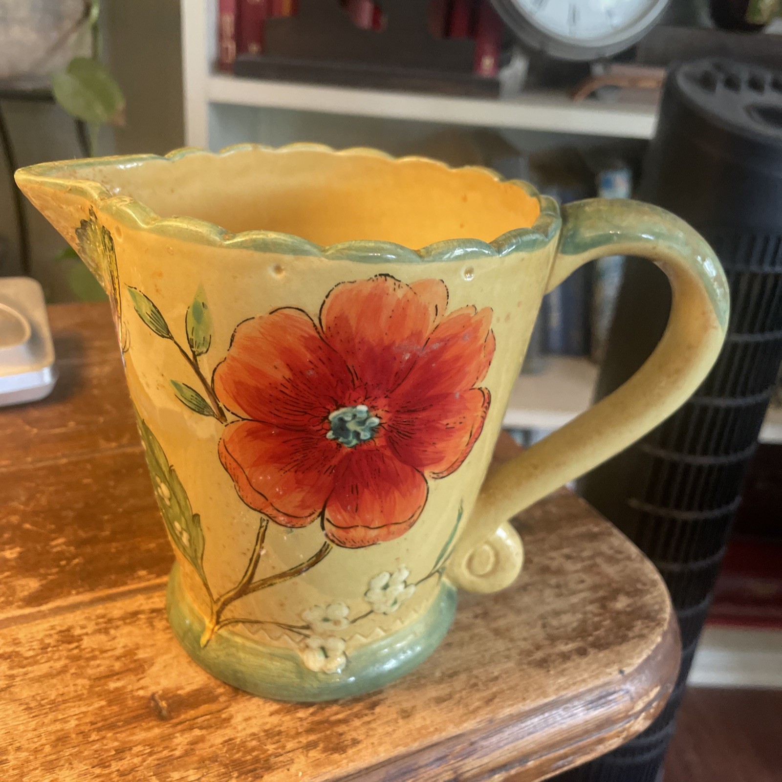 Poppy Blossom/Flower Print Large  6 “Pitcher By Maxcera Gold