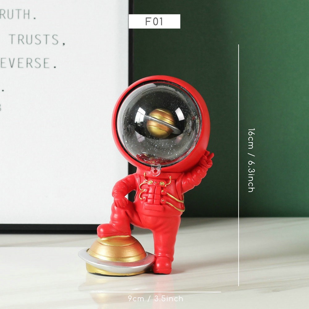 Astronaut Figurine Resin Statue Space Theme Desktop Ornament Home Office Decor