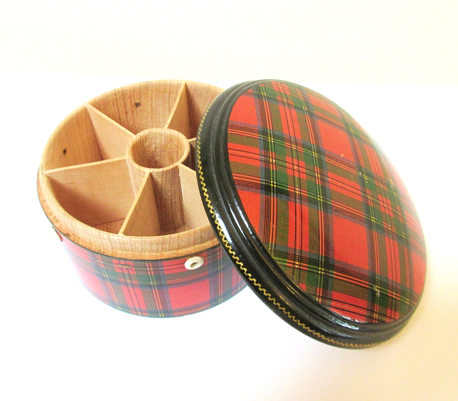 Antique Tartanware Thread Box Clan Stuart