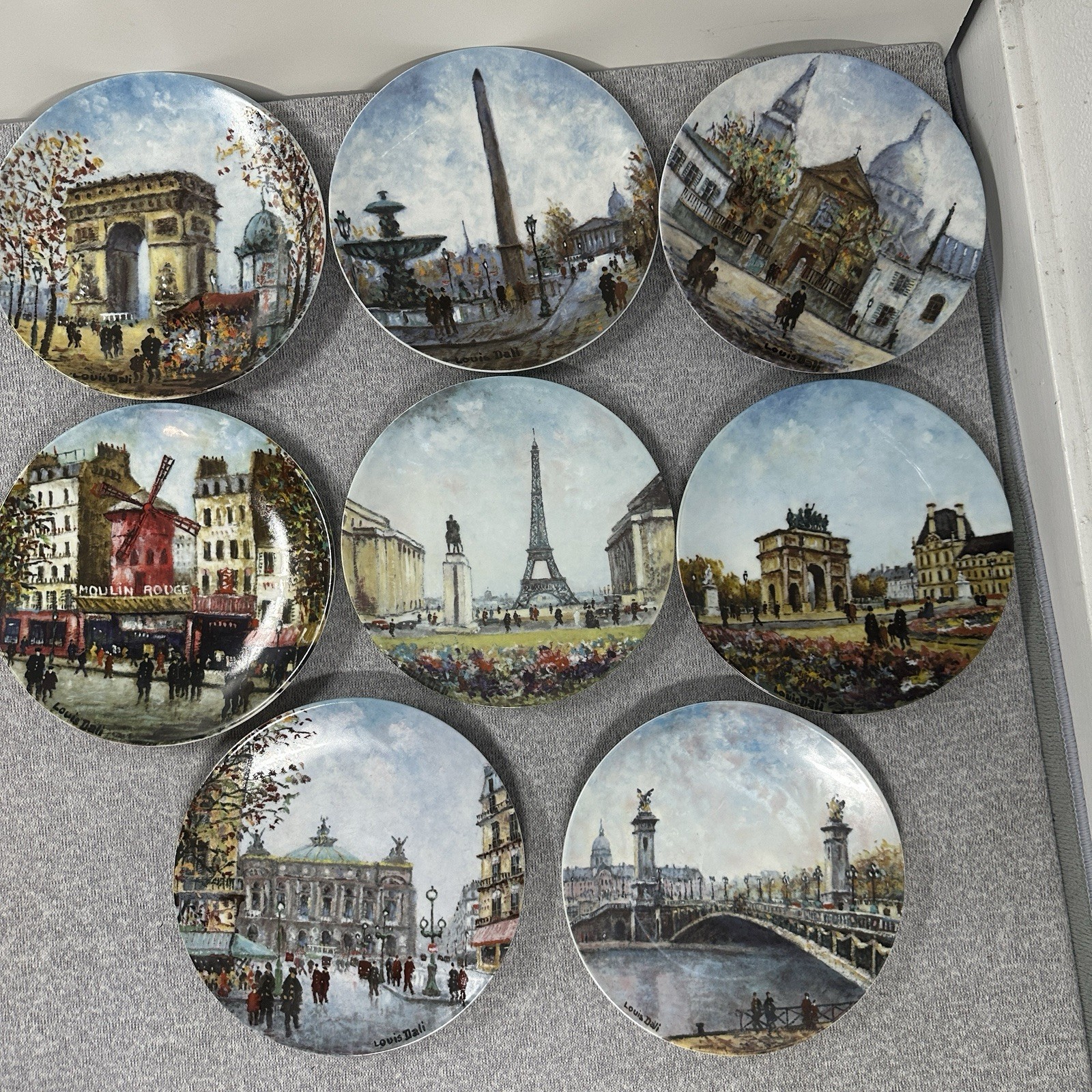 8 Vtg Limoges Louis Dali Paris Plates Set D'Arceau France Collector Porcelain