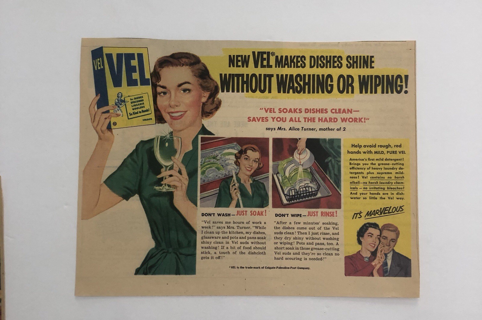 Vintage Vel dish soap magazine ad 0C26