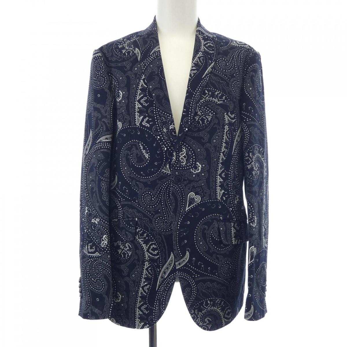 Etro Navy Jacquard Jacket Men\'s 48 Used Brand Rare Style (Ages 14+)