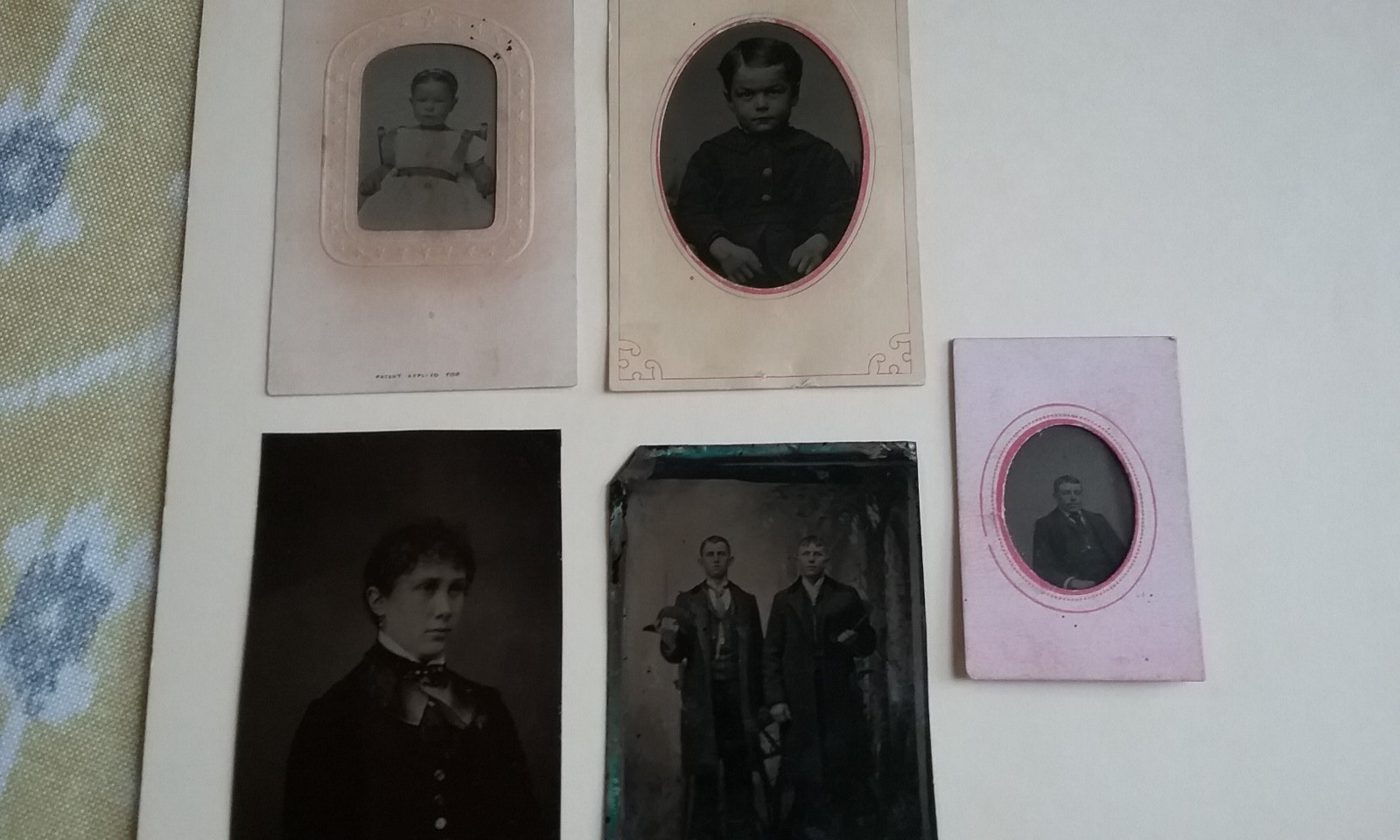 Antique 1800s Tin Type Photograph Lot of 5 Portrait Photos Children Men