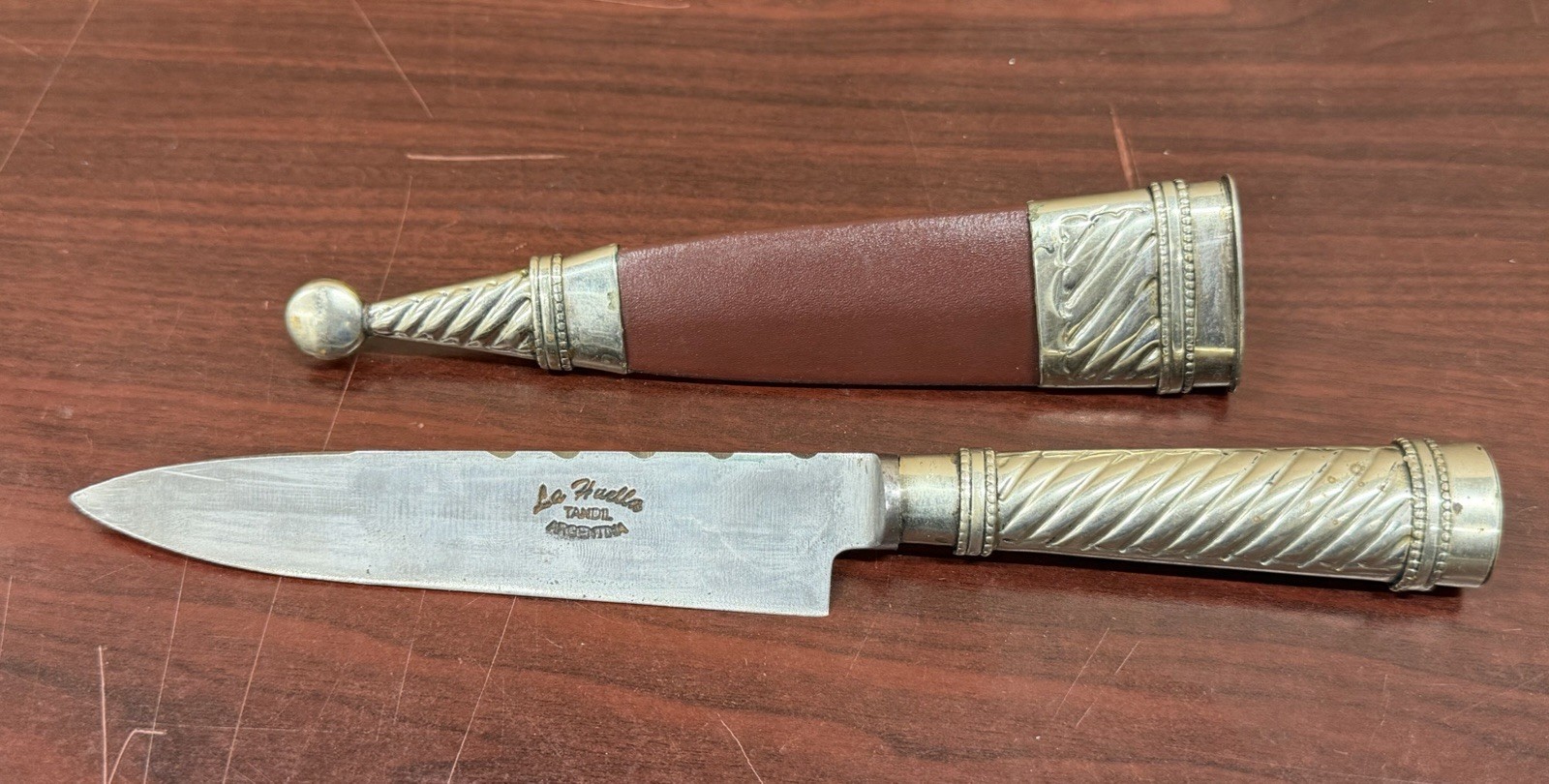 Antique La Huella Tandil Gaucho Boot Dagger Knife Argentina Cowboy Alpaca Silver Antique La Huella Tandil Gaucho Boot Dagger Knife Argentina Cowboy Alpaca Silver