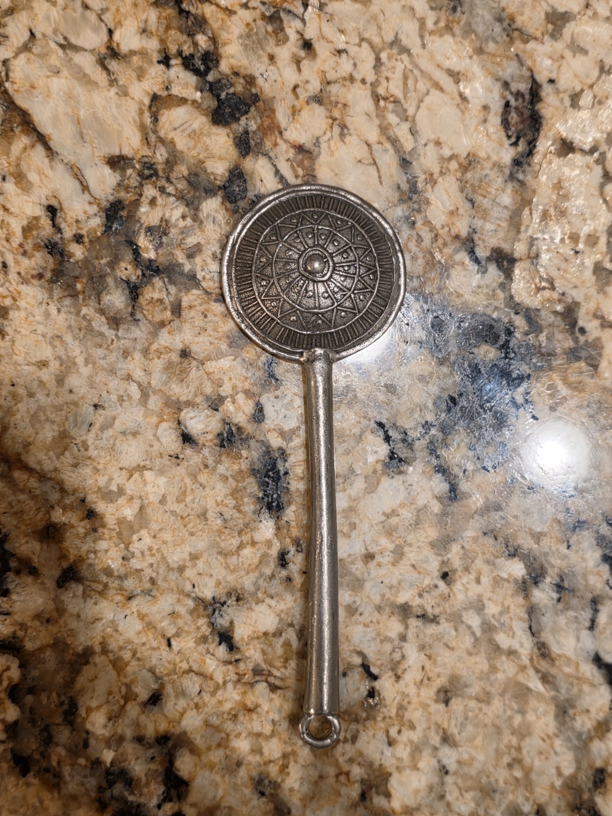 Vintage TIN WOODSMAN Pewter Co Medallion Pewter Coffee Scoop Spoon 