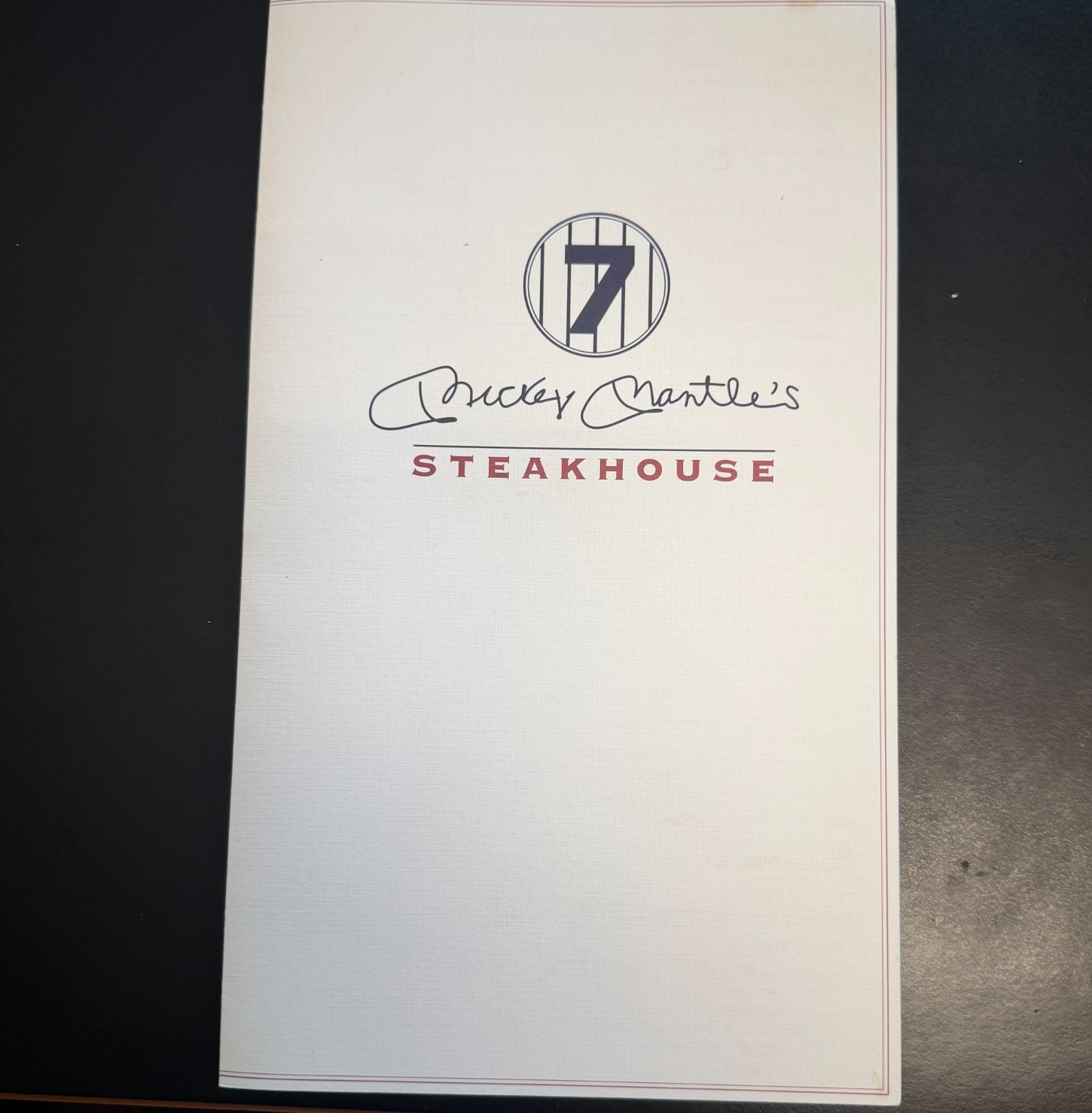 Vintage, RARE Mickey Mantle’s Central Park Restaurant Dinner Menu NYC