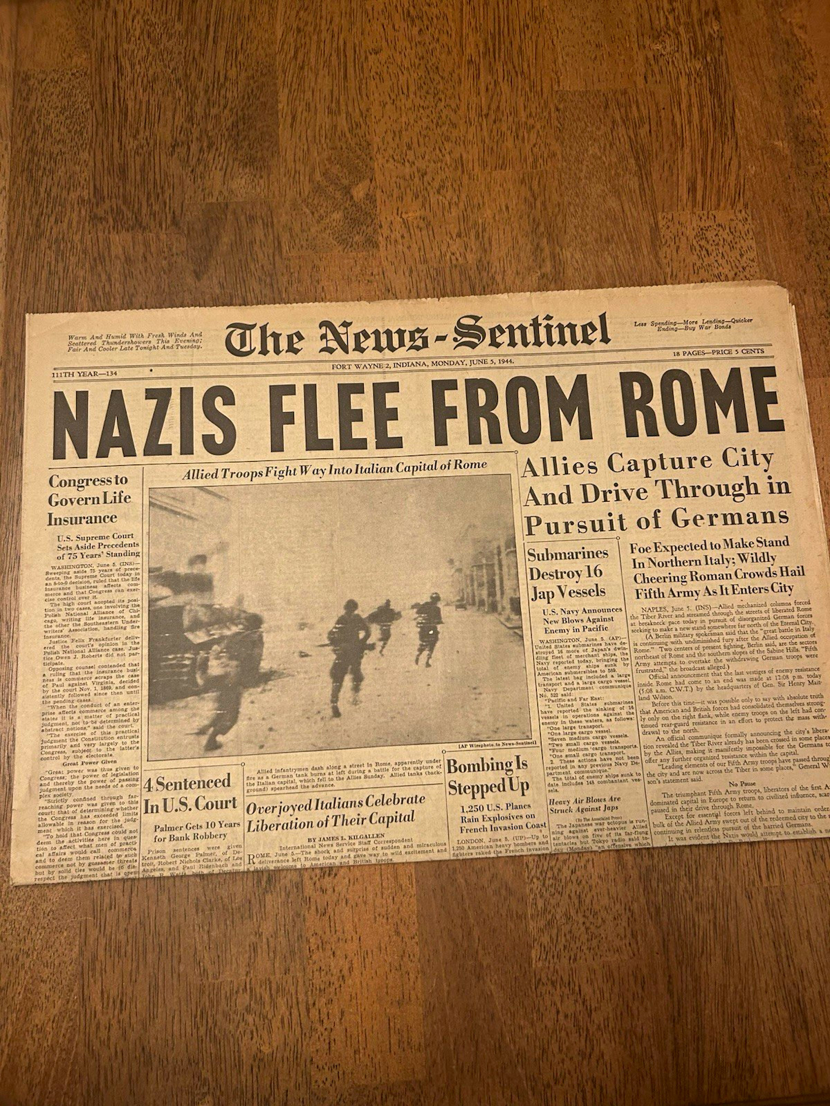The News-Sentinel 1944 Newspaper \