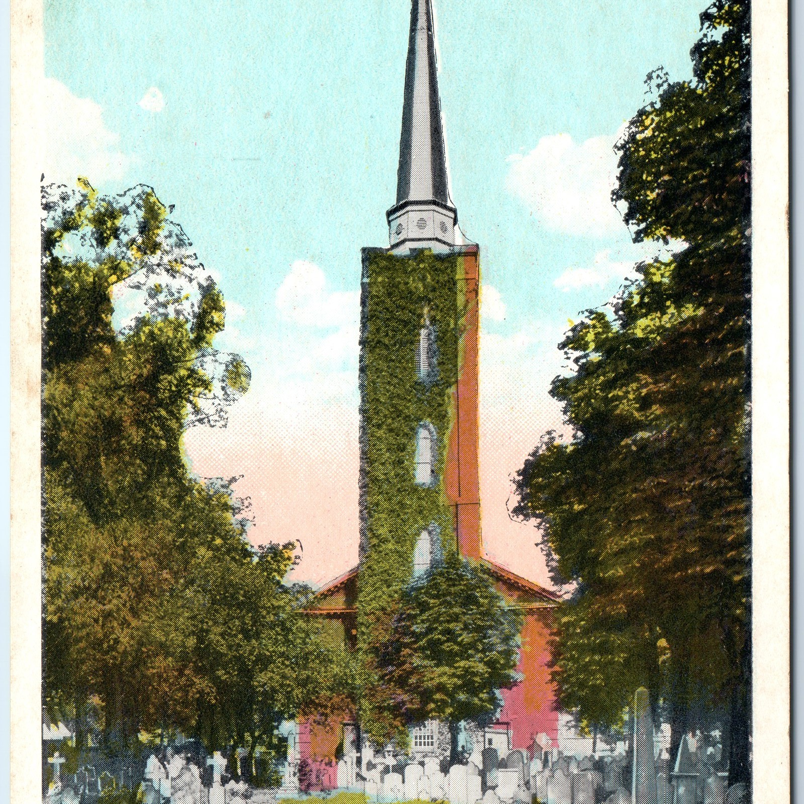 c1910s Old St Peter\'s Church Philadelphia PA Postcard Cemetery Spire Sander DB