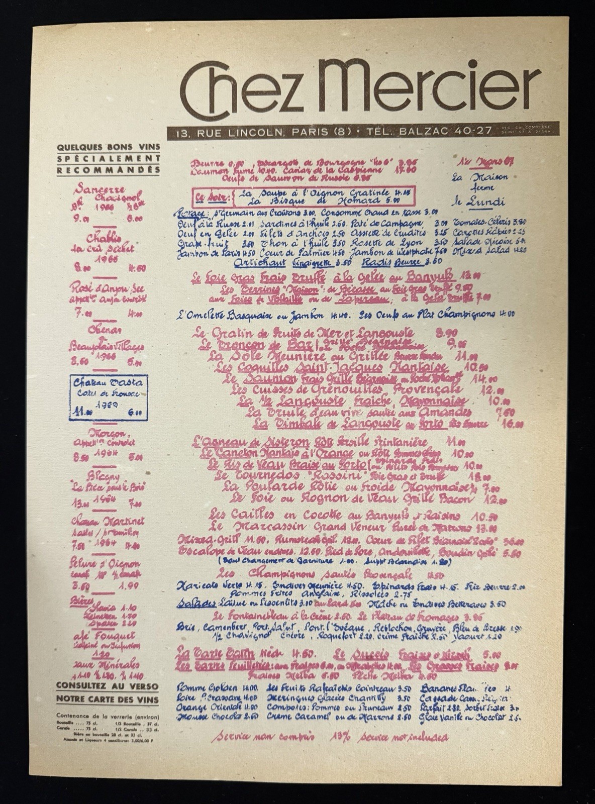 Vintage Alvaro London Italian Restaurant Menu 1967 Recipe Culinary Ephemera