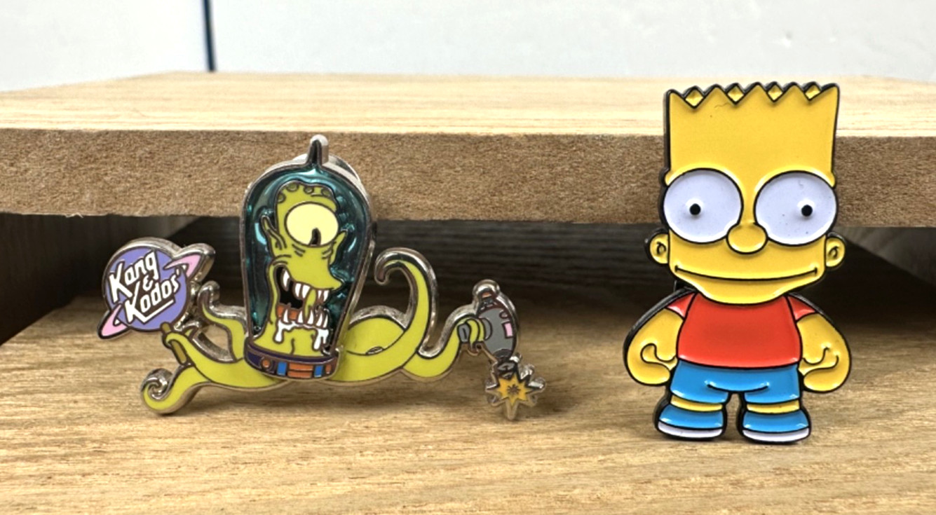 The Simpsons Bart Simpsons & Kang (Swivel) Enamel Pin Lot - Universal Studios