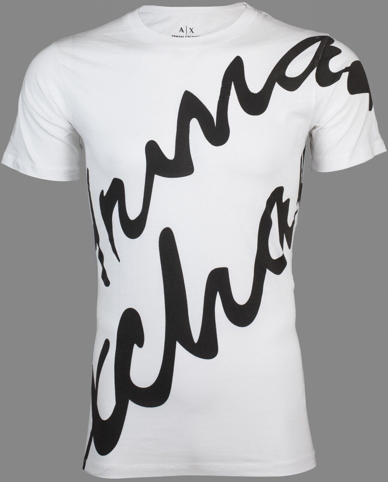 ARMANI EXCHANGE White SCRIPT Short Sleeve Slim Fit Designer Graphic T-shirt NWT
