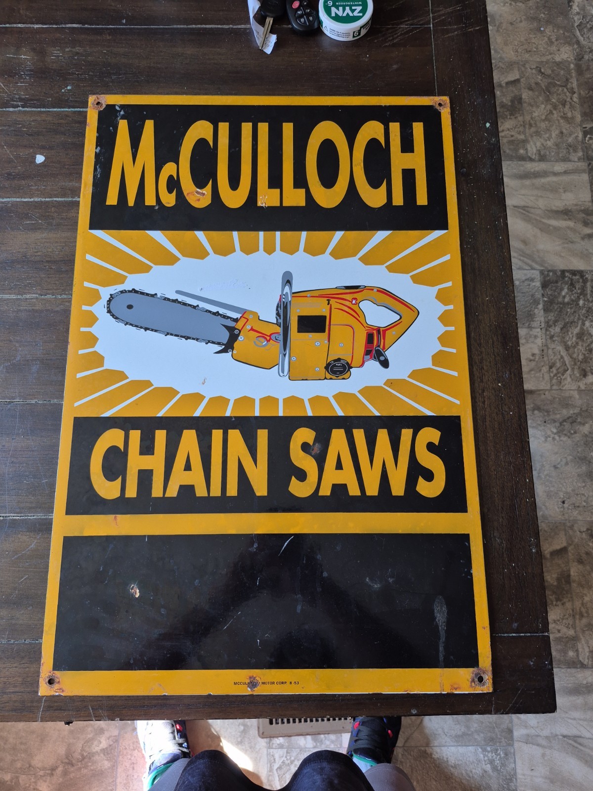 RARE Vintage 1953 McCulloch Chainsaws Porcelain Sign 28