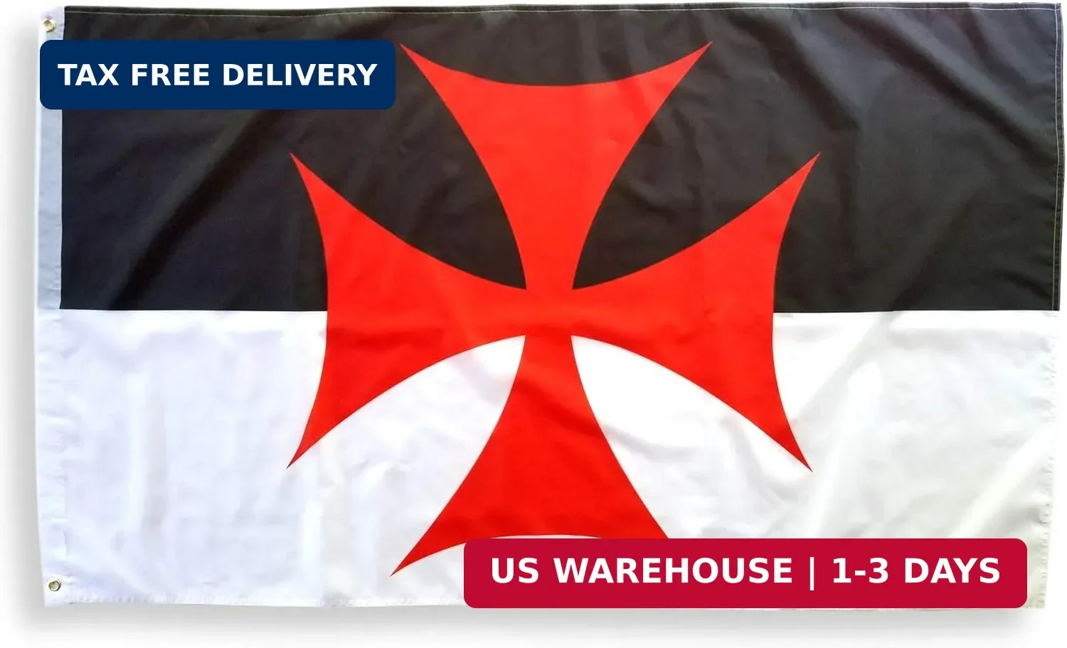 Knights Templar Flag  3x5 Foot, Polyester, Double Stitched, Crusades Theme