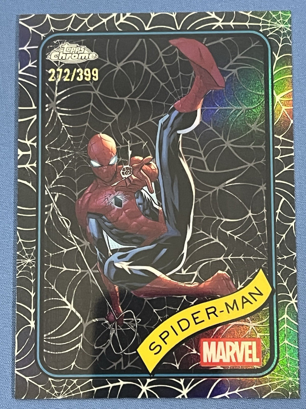 Spider-Man 2025 Topps Chrome Marvel Comics #101 Spider Web Refractor /399