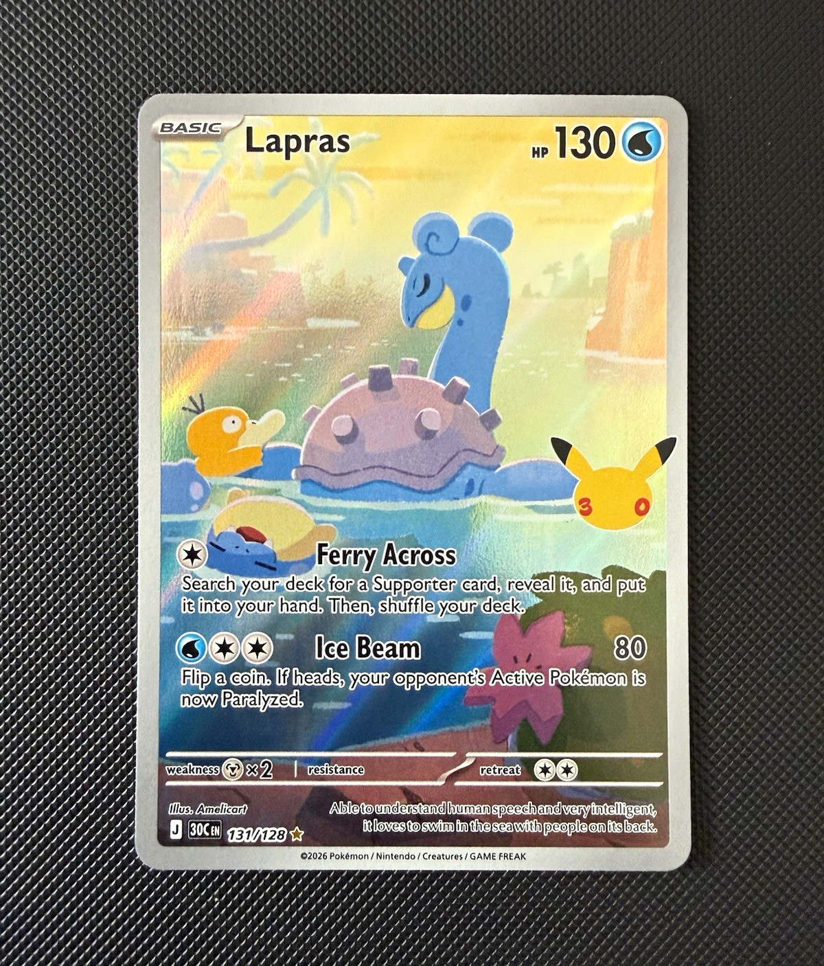 Pokémon TCG 30th Celebration Lapras 131/128 Illustration Rare NM/M