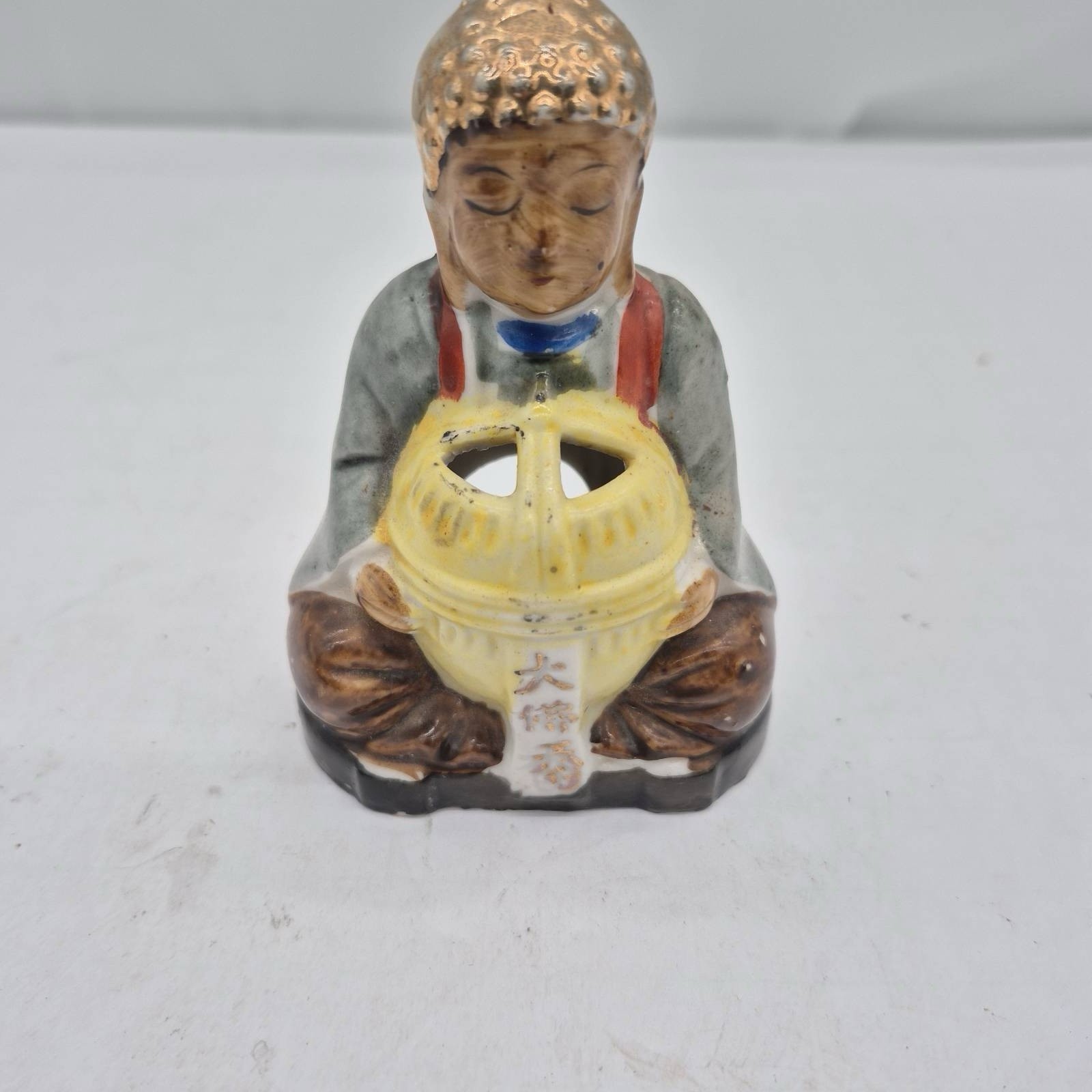 Vintage Occupied Japan Porcelain Buddha Figurine Incense Burner Altar Zen Decor