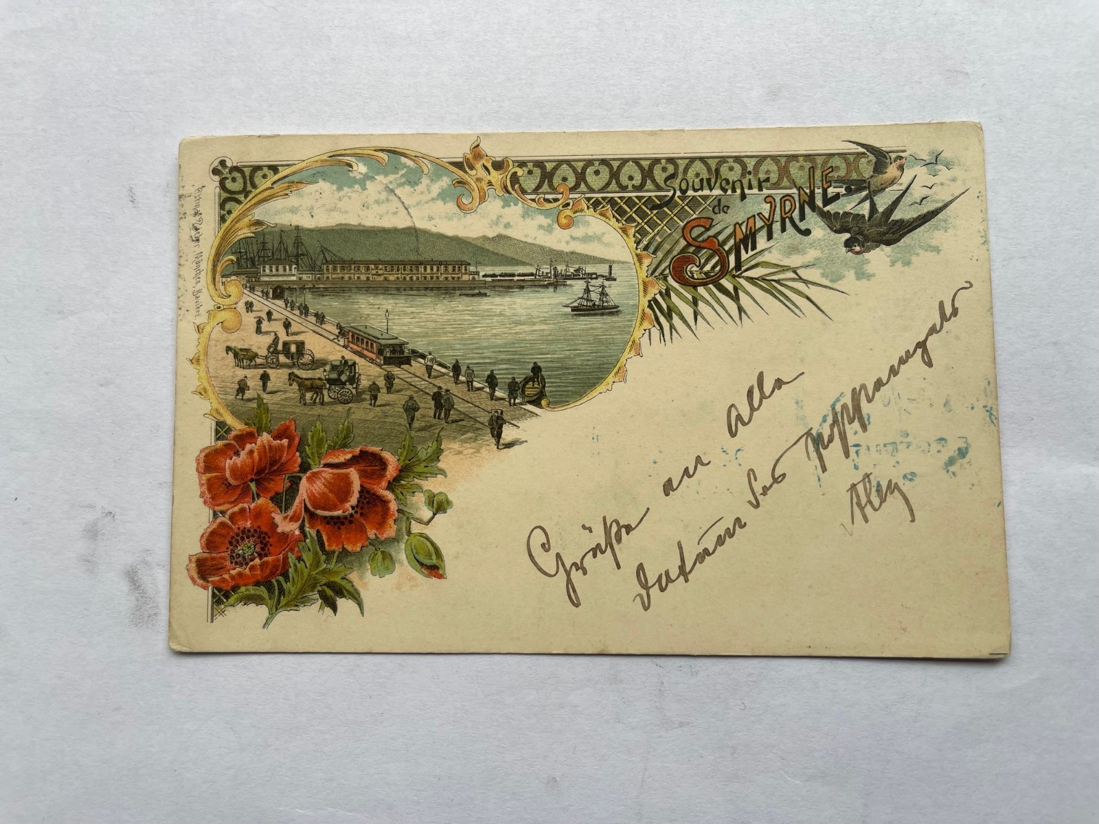 Turkey SMYRNE SMYRNA Quay with Tram 1896 Ottmar Zieher Art Nouveau Postcard pc