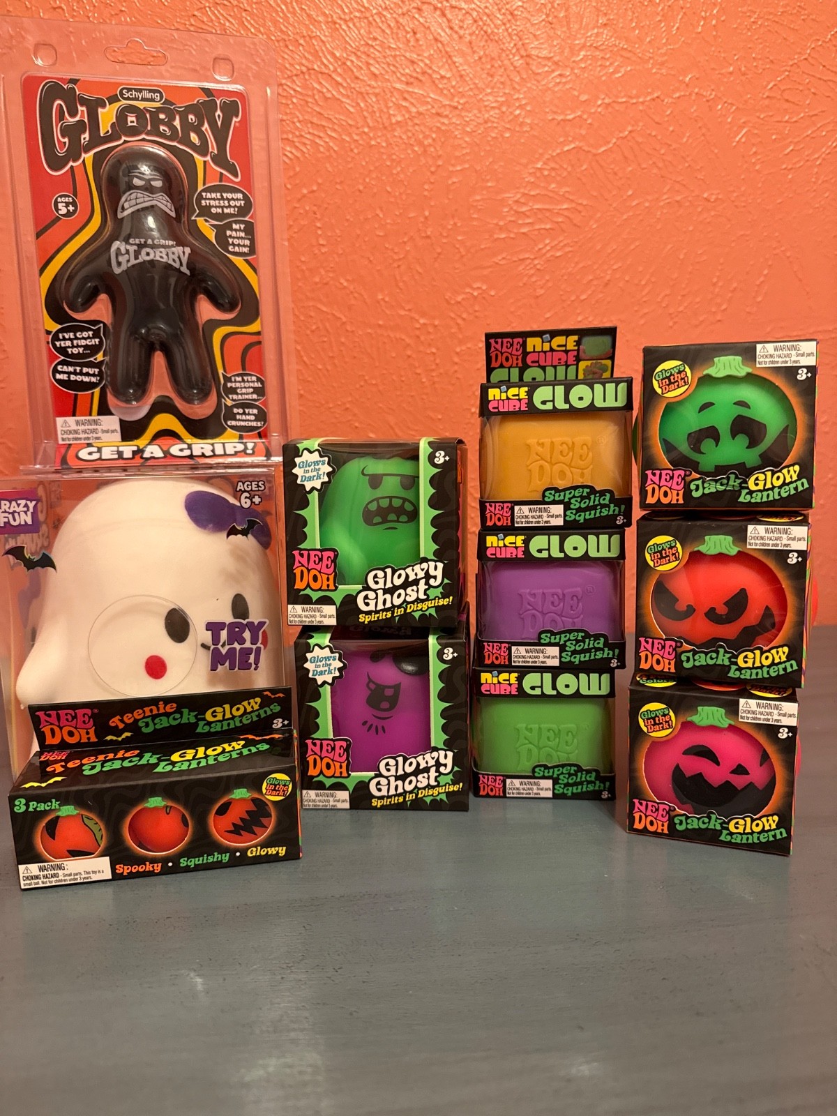 NeeDoh Rare Halloween Lot 17 NEW Glowy Ghost Nice Cube Glow Jack-Glow Lantern