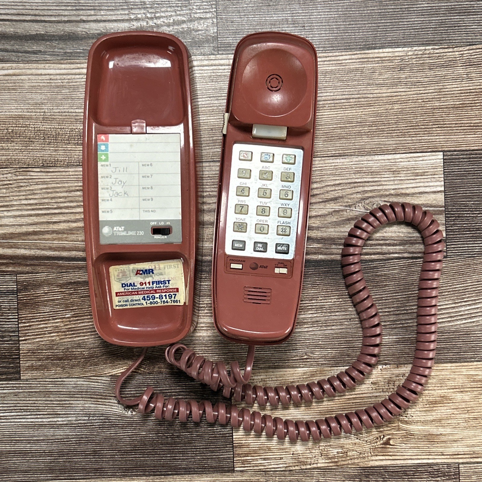 Vtg 1988 AT&T Trimline Wall Telephone Mauve Teaberry Pink Touch Tone 