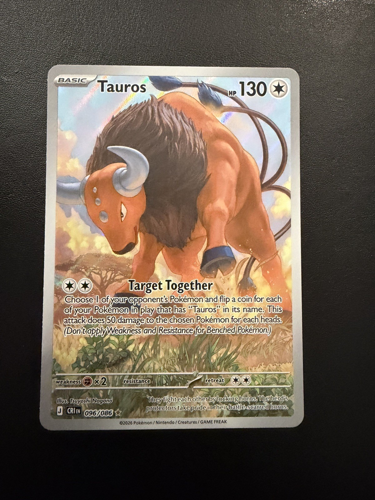 Pokemon TCG Tauros Chaos Rising 096/086 Illustration Rare