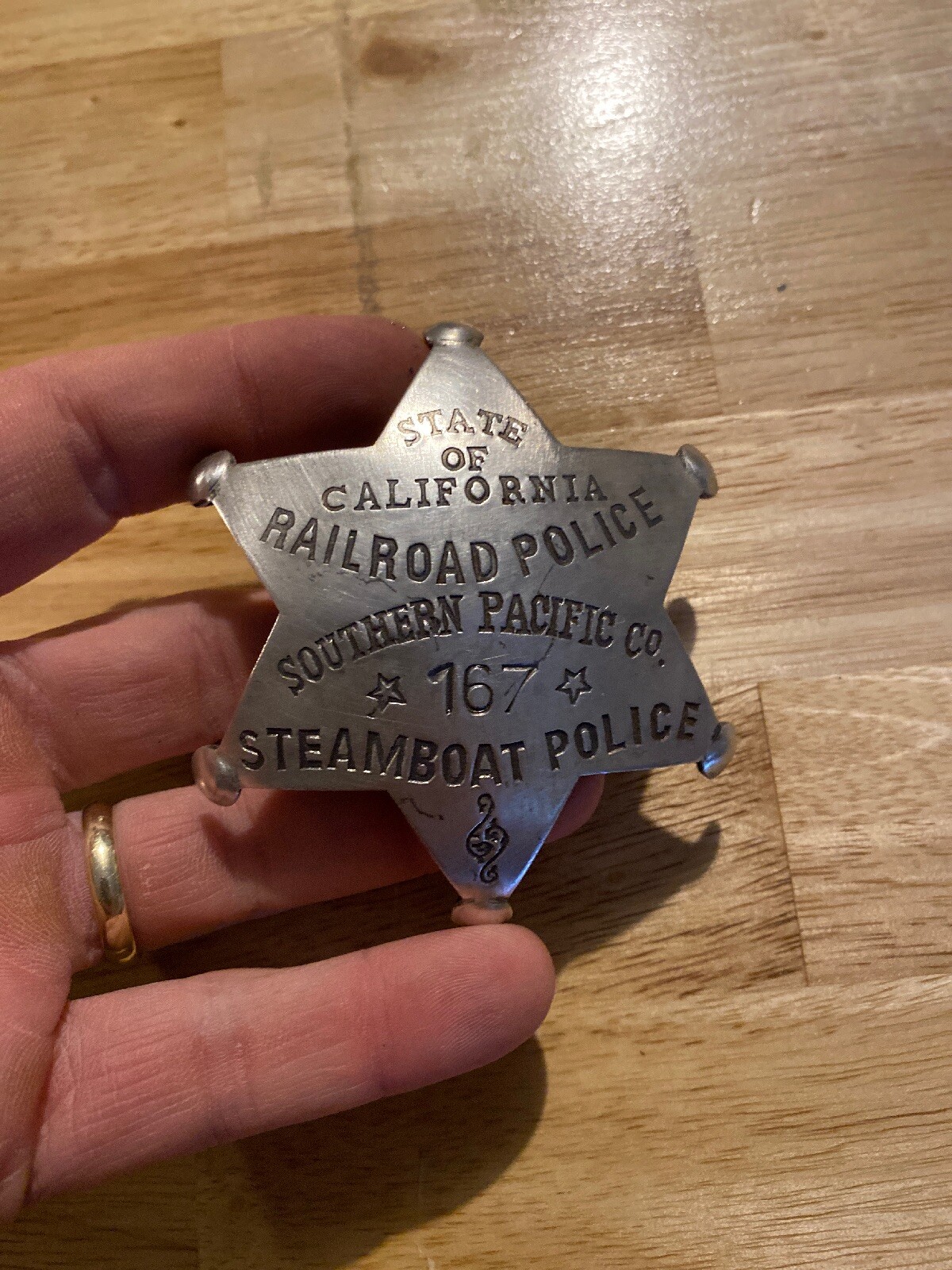 California Steamboat Epaulette Collector Pinback Metal Patina Wyatt Earp Railway
