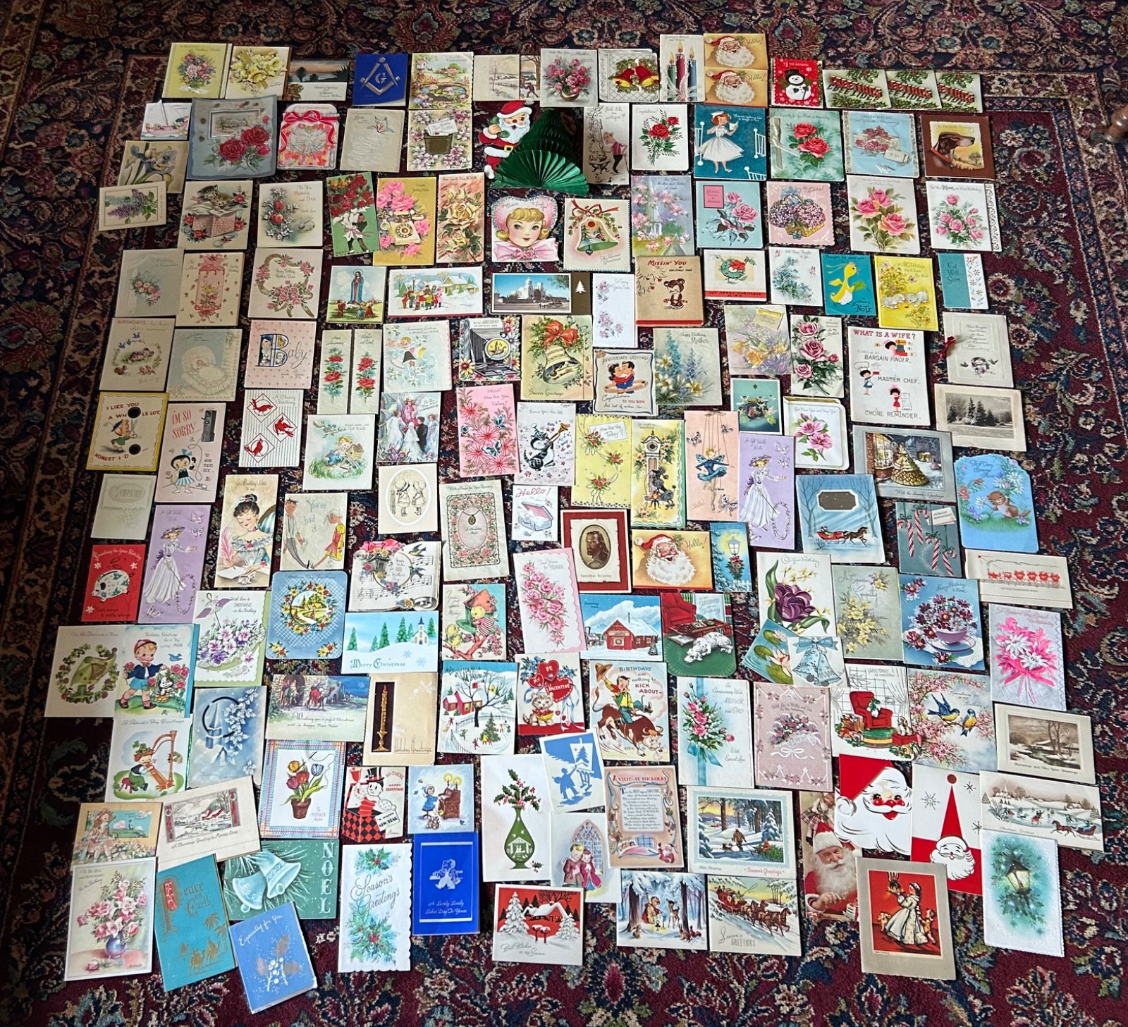 Vintage/Antique Lot 150 Greeting Cards Used Crafts 1930’s -1960’s All Occasions