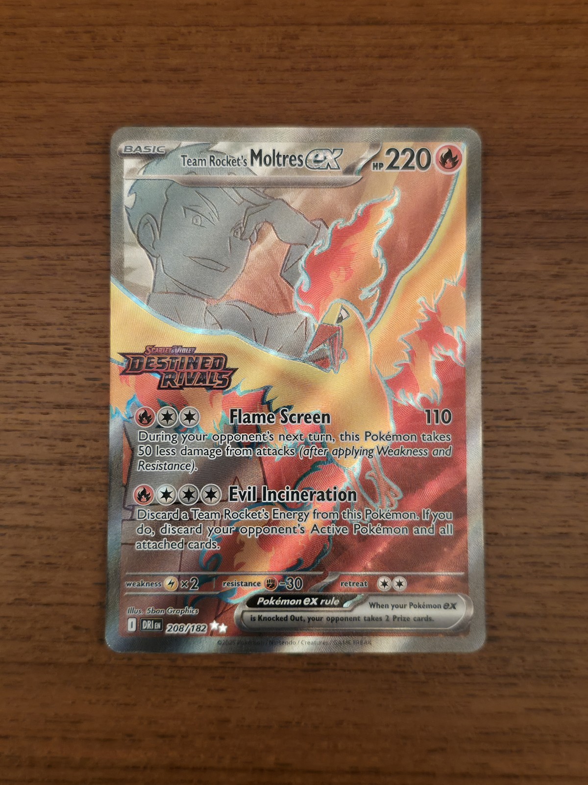 Pokemon Destined Rivals | Team Rocket\'s Ex Ultra Rare Stamped Promo 208/182 | NM
