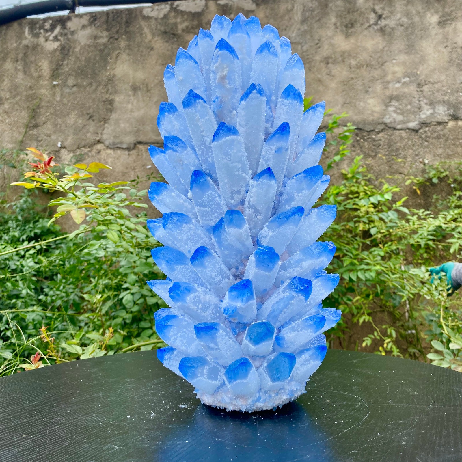 26.4LB  Newly discovered blue crystal cluster flower shaped mineral specimen