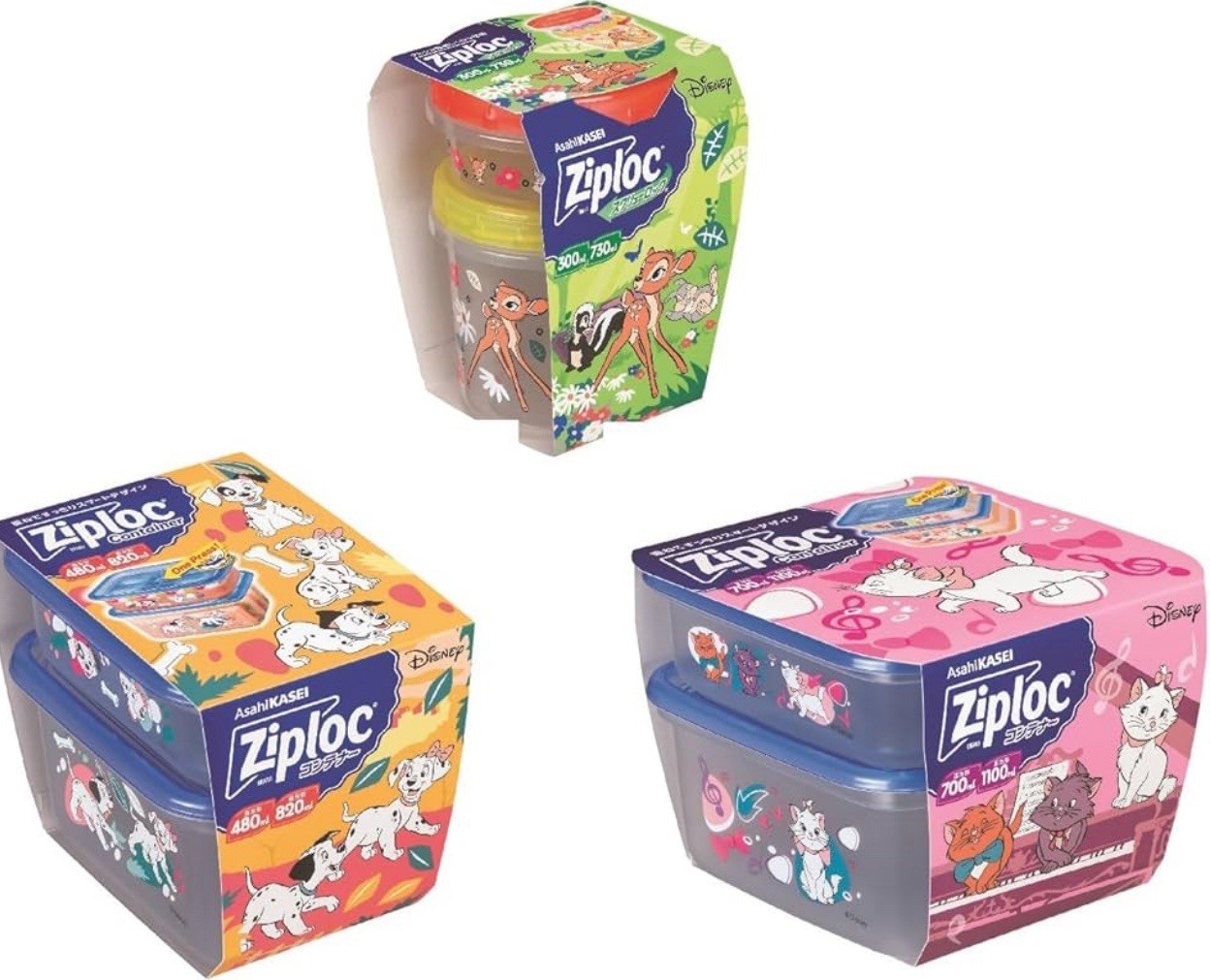 Disney Characters Ziploc Containers Storage Containers Limited Quantity set of 3