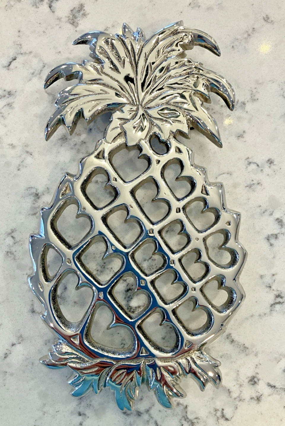 Vtg Colonial Williamsburg Pineapple Footed Trivet Heavy Silver Finish 9x5