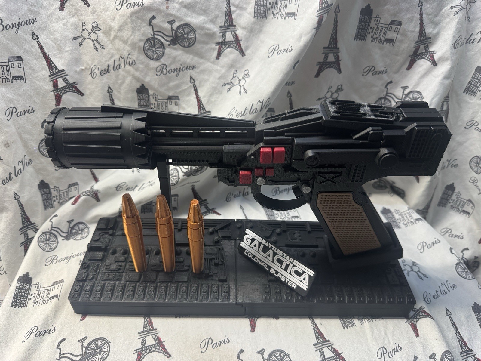Battlestar Galactica 1978 Colonial Blaster Prop with stand 3d print