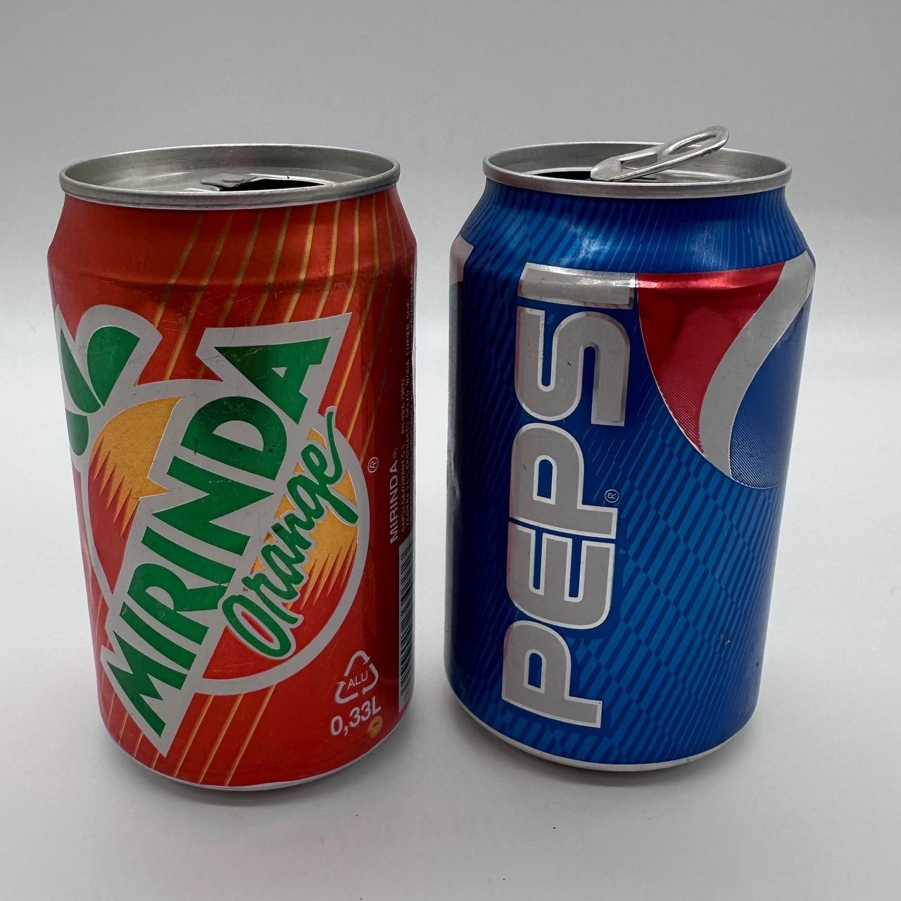 Vintage 1996-1997 Pepsi & Mirinda Orange 330ml Empty Cans Poland Lot of 2