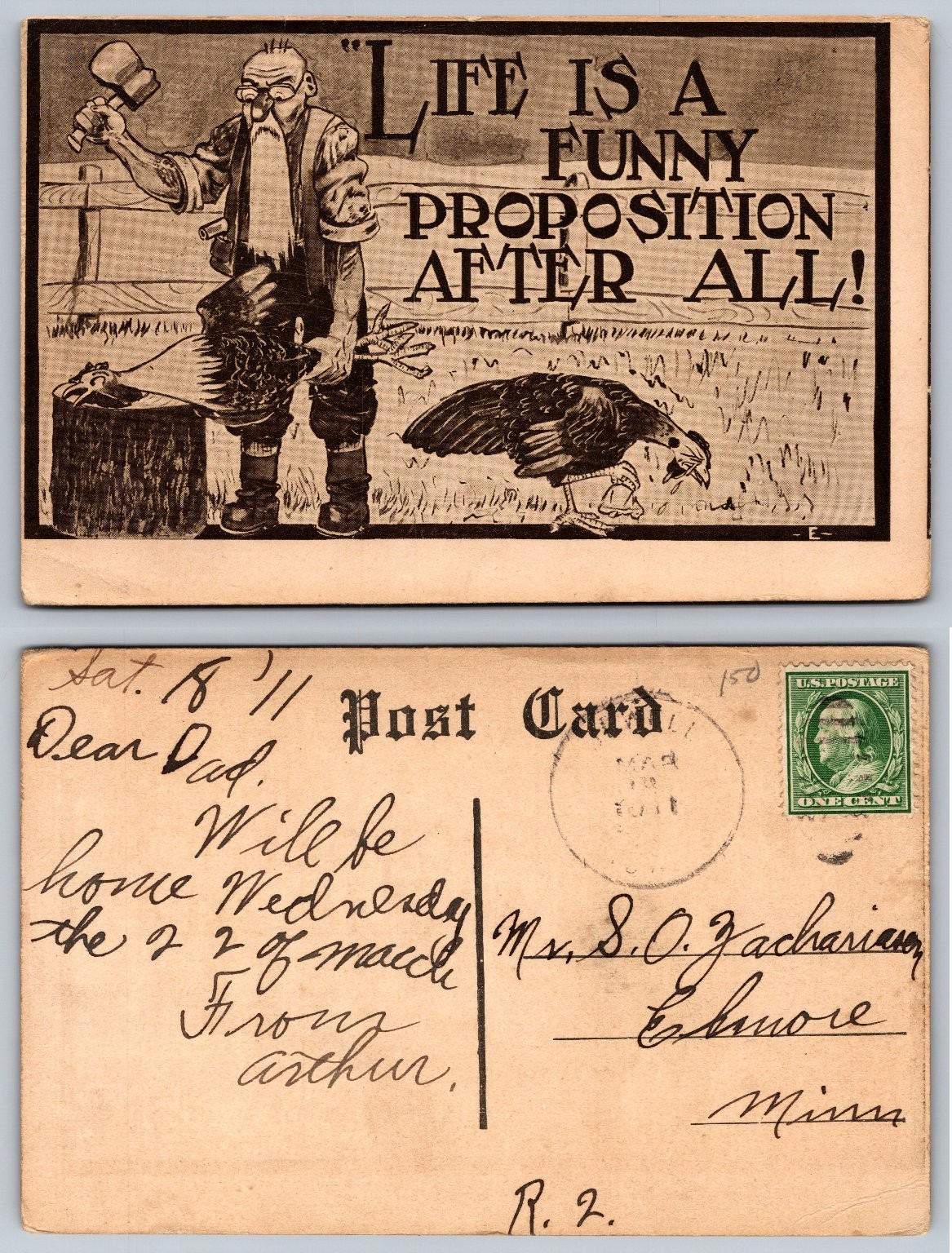 1911 Humorous Postcard \