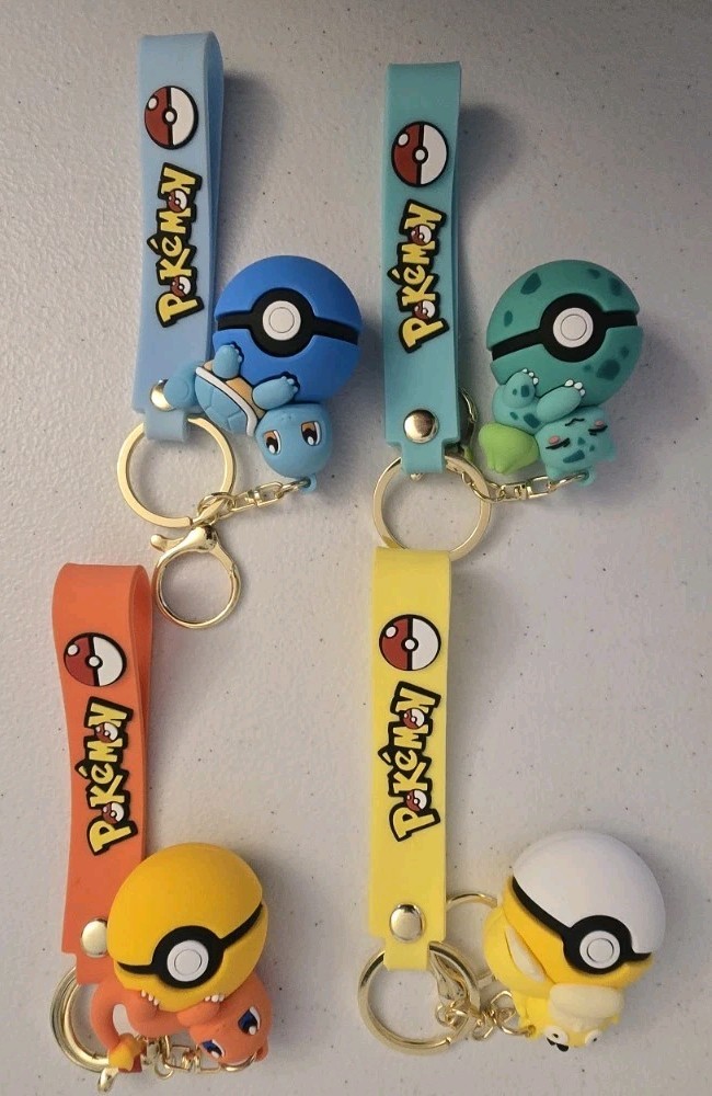 Pokemon Keychain Lot of 4 Squirtle Bulbasaur Charmander Psyduck Pokeball Straps Pokemon Keychain Lot of 4 Squirtle Bulbasaur Charmander Psyduck Pokeball Straps