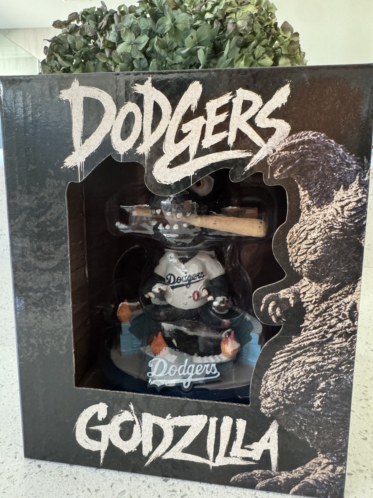 Godzilla Minus Zero Los Angeles Dodgers Bobblehead Photo of box for minor damage