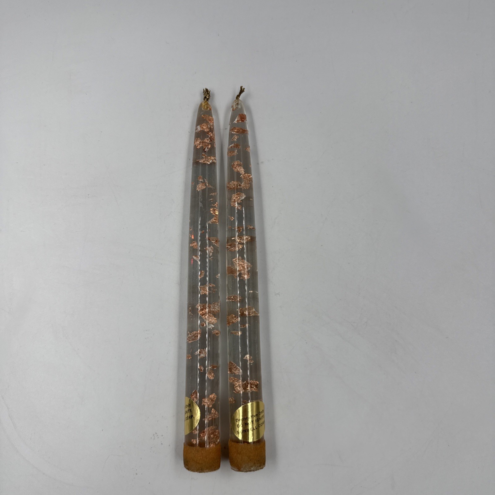Vintage Lucite Taper Candles Pair 8\