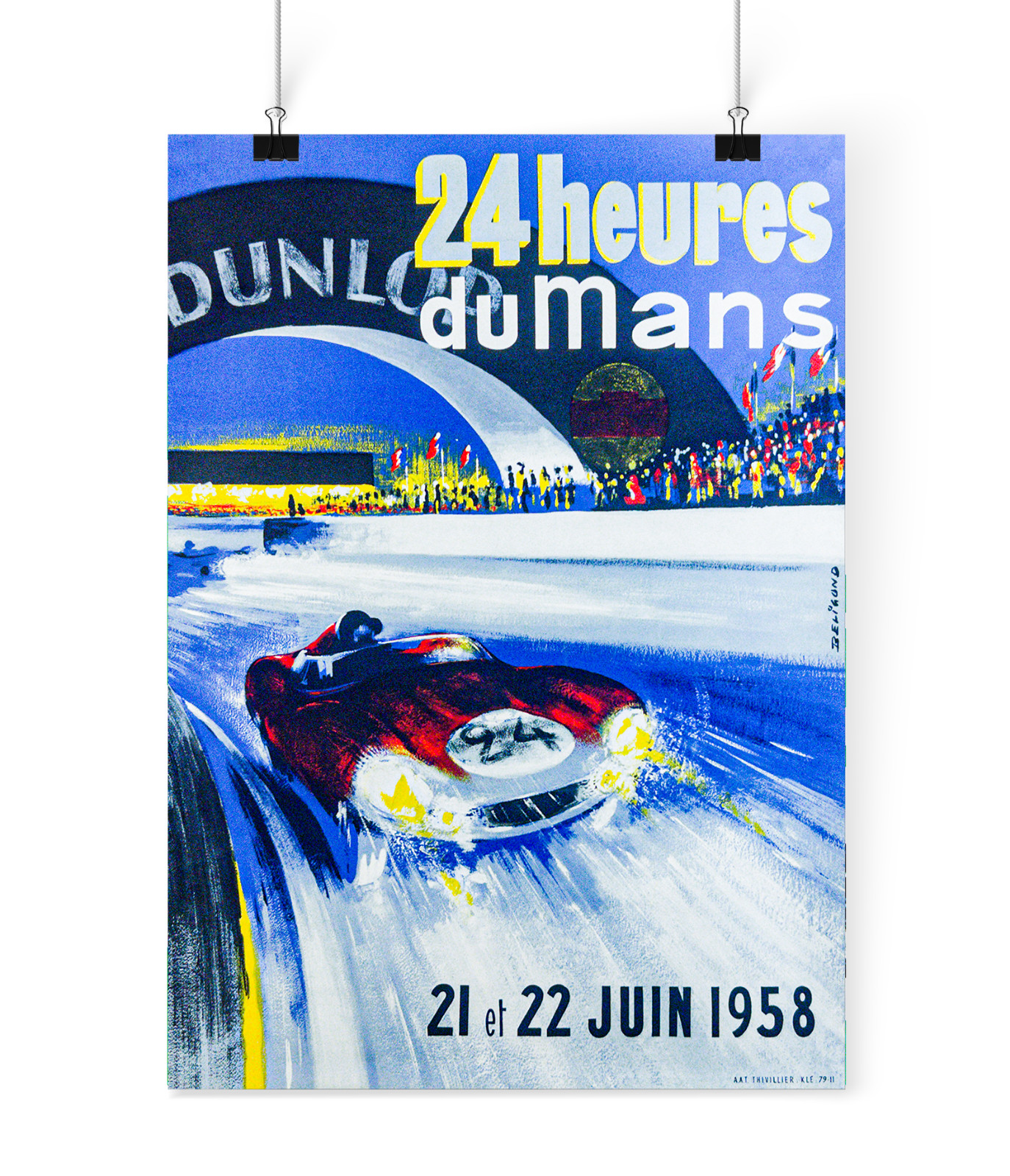 MINT Original 1958 24 Hours of Le Mans Poster Michel Beligond Swiss Lithograph