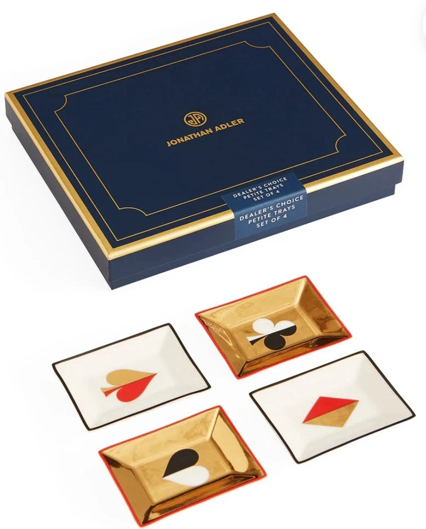 Jonathon Adler Dealer's Choice Petite Trays Set of 4-- NIB   (b8)