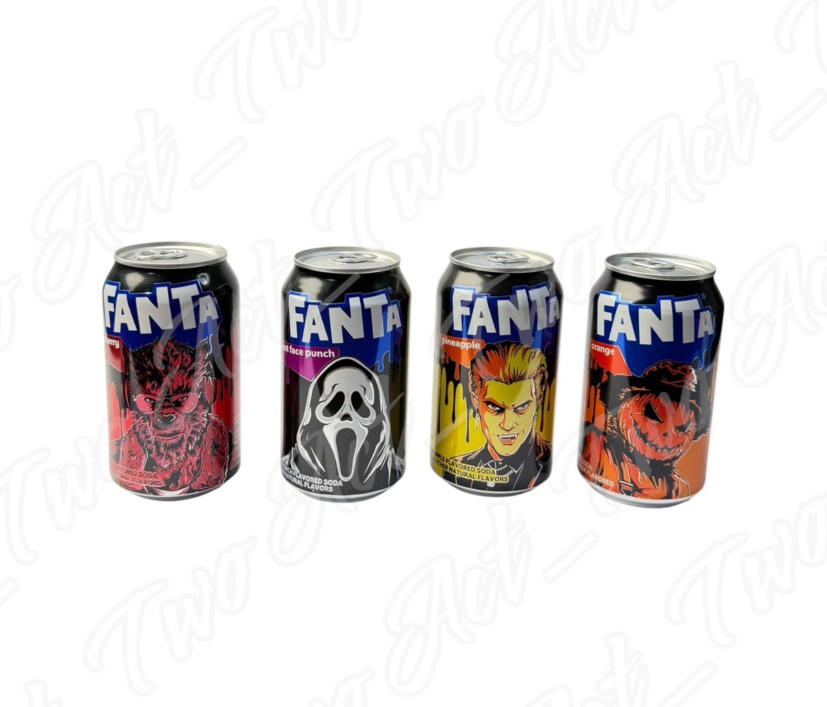 Fanta HORROR Set of 4 Halloween Ghostface Werewolf Vampire Pumpkin 12oz Cans
