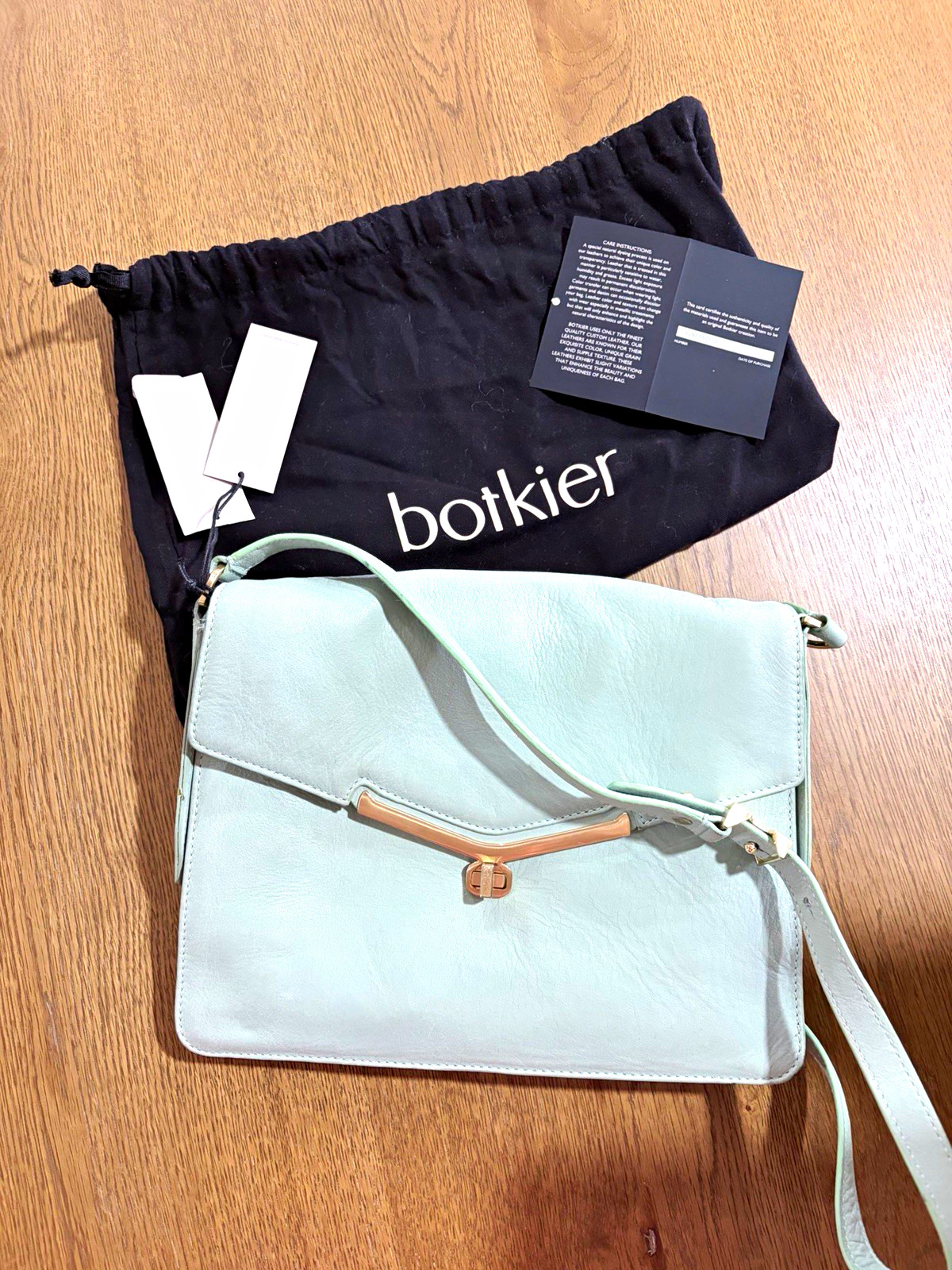 Botkier Blue Medium Crossbody Bag Gold Hardware Zip Closure w/ Dust Bag