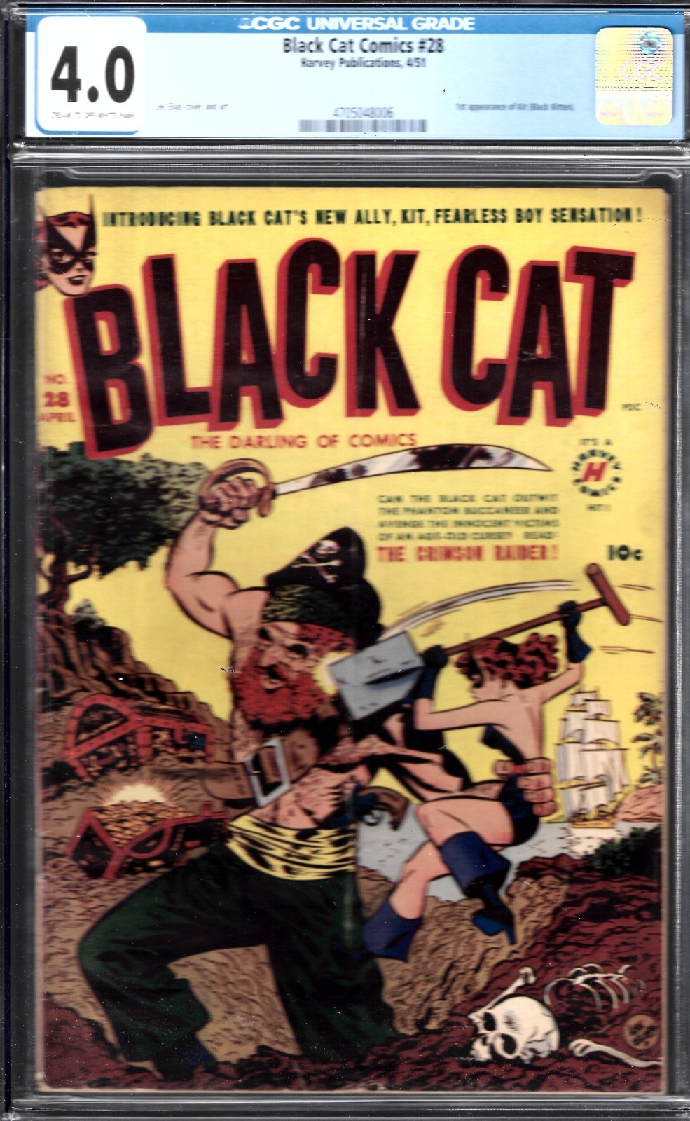 BLACK CAT #28  CGC 4.0 - 1951 HARVEY COMIC, LEE ELIAS CVR & ART