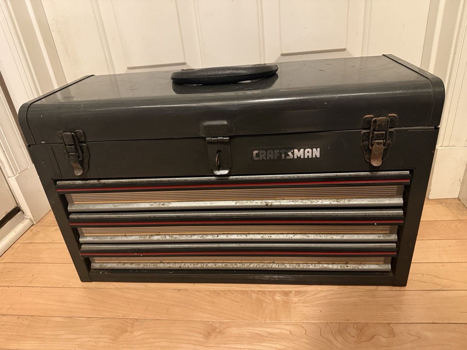 VINTAGE CRAFTSMAN 3-DRAWERS METAL TOOL BOX 20-1/2 X 12 X 8-1/2” MODEL 706.653380