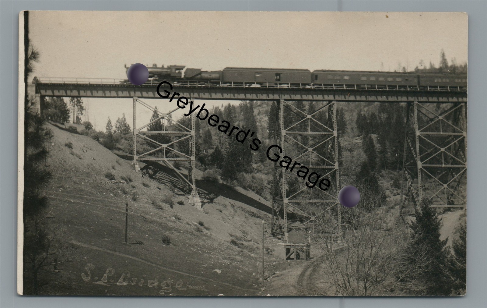 RPPC Southern Pacific Railroad Trestle COLFAX CA California Real Photo Postcard