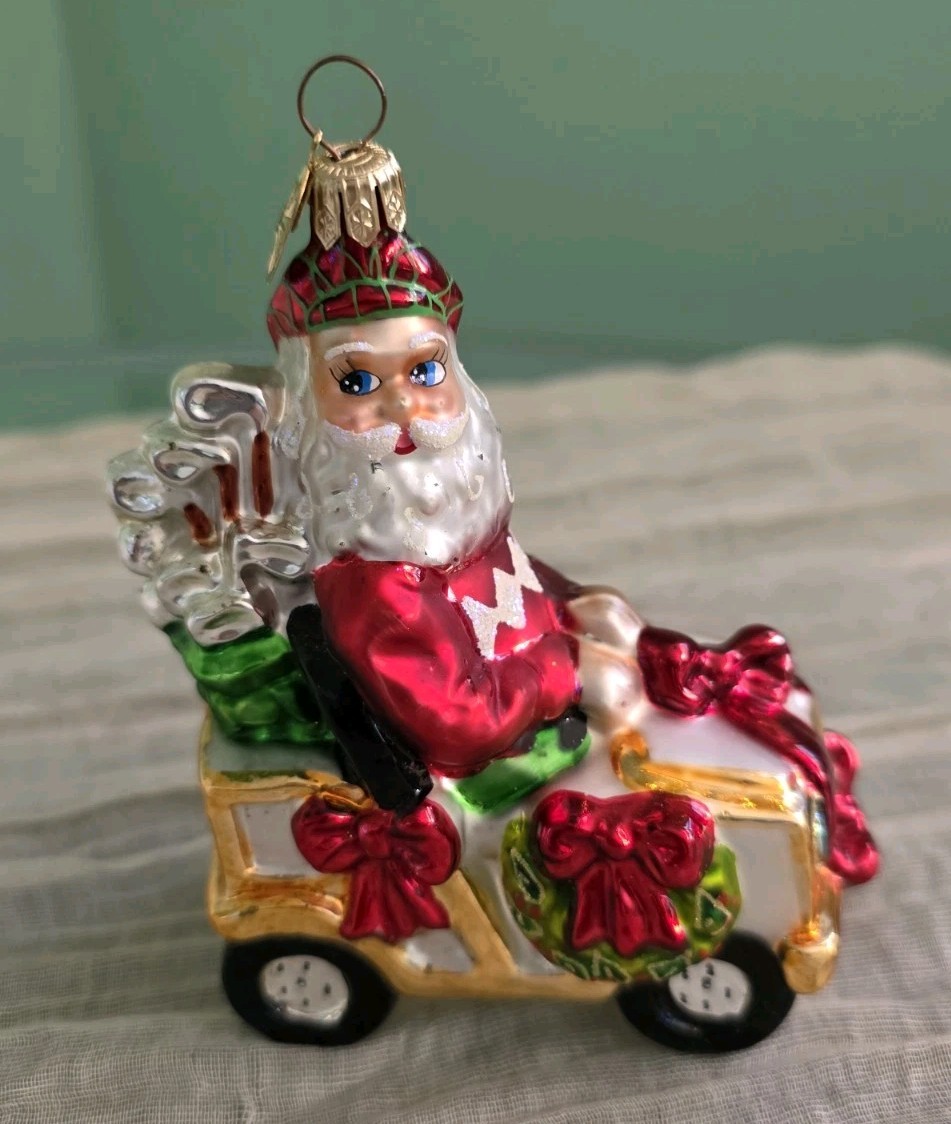RARE Christopher Radko A Roll in One Golf Cart Santa 2001 Christmas Ornament