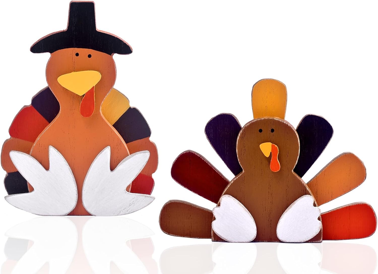 Thanksgiving Turkey Decor, 2PCS Fall Tabletop Wooden Signs for Home, 2pcs 