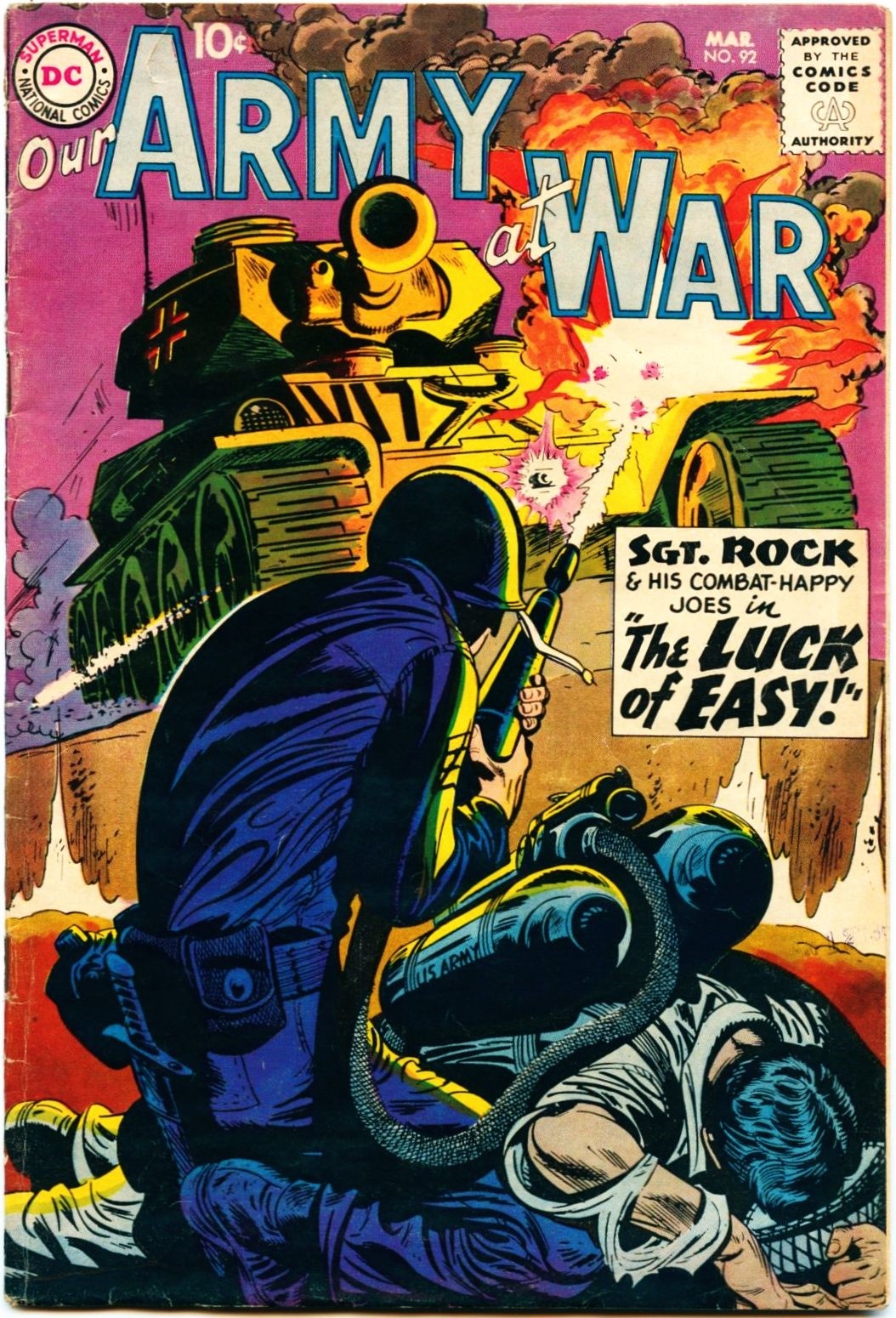 Our Army At War #92-1960 fn 6.0 Sgt. Rock Sgt Kubert 1ST FULL PG FOR B&B 1ST JLA