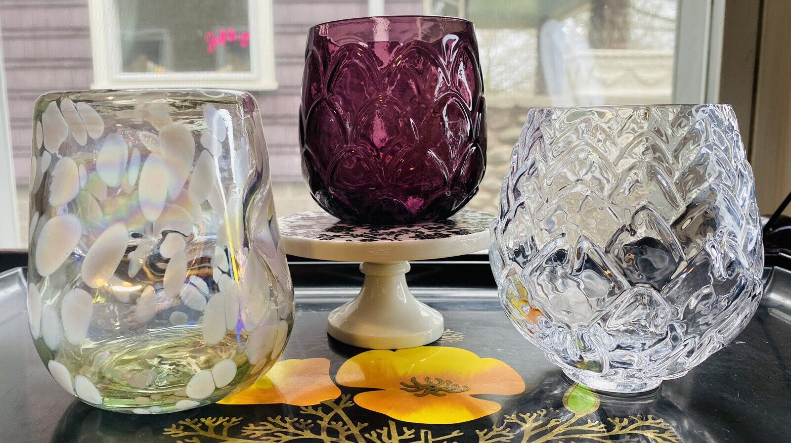 Mid Century Cocktail Glass Artichoke Speckled Lobster Tail Bar Anthropologie-6
