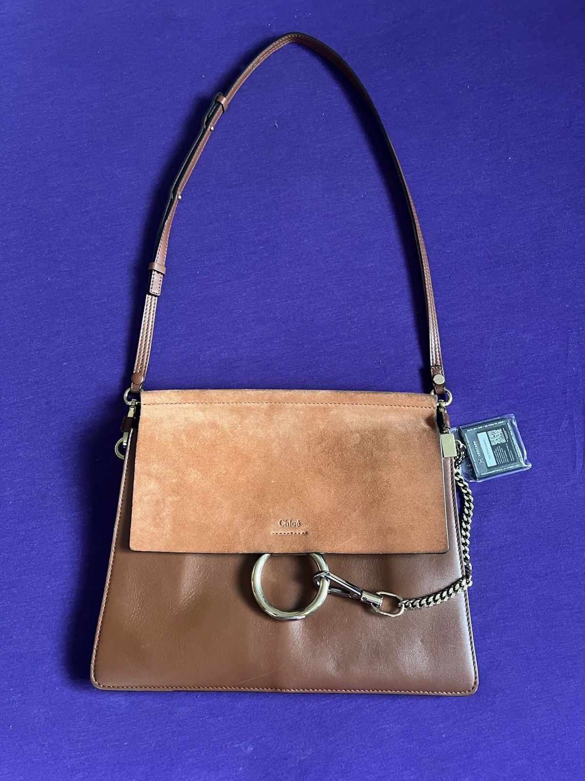 Chloé Faye Shoulder Bag Medium Brown/Orange Exotic Leather/Suede