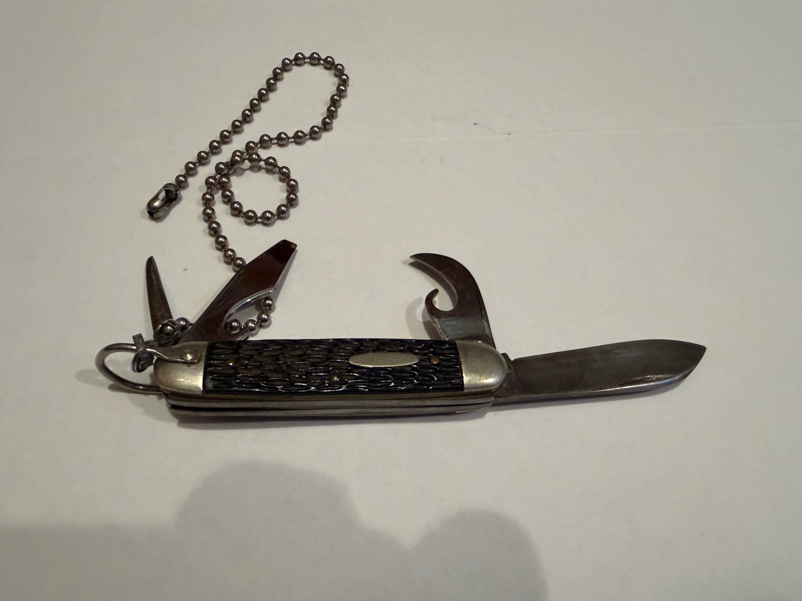 Vintage Ulster Knife Co 4 Blade Scout Pocket Knife Jigged Delrin 1960s