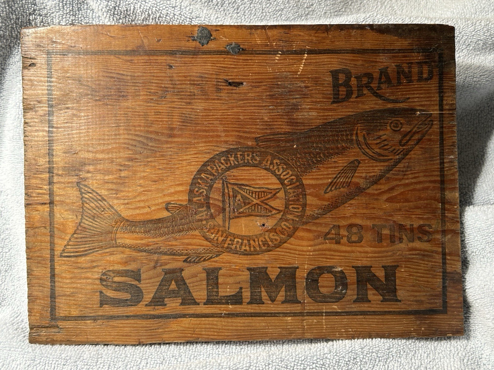 Salmon Wooden Crate Alaska Packers San Francisco Wooden Crate End Panel Vintage
